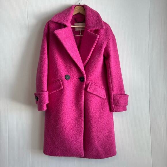 BCBGeneration Women's Double-Breasted Bouclé Walker Coat hot pink size XXS - Picture 4 of 9